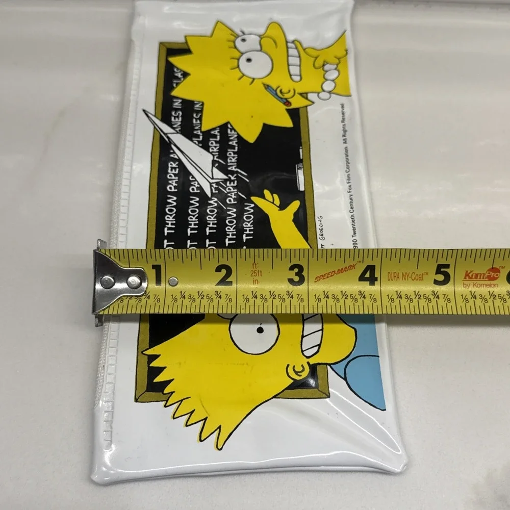 Vintage 1990 Simpsons Vinyl Pencil Case Zippered Matt Groening Bart Lisa Simpson